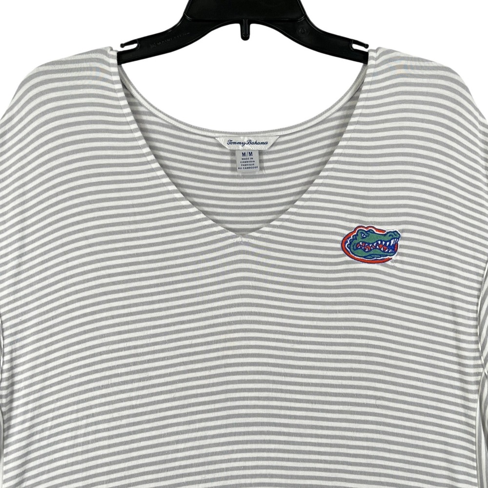 Florida Gators Tommy Bahama Shirt Womens M Striped V-Neck Logo Game Day